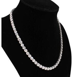 Spectacular Thailand 925 Tennis Necklace • Prong Set Graduated CZ Silver 16"